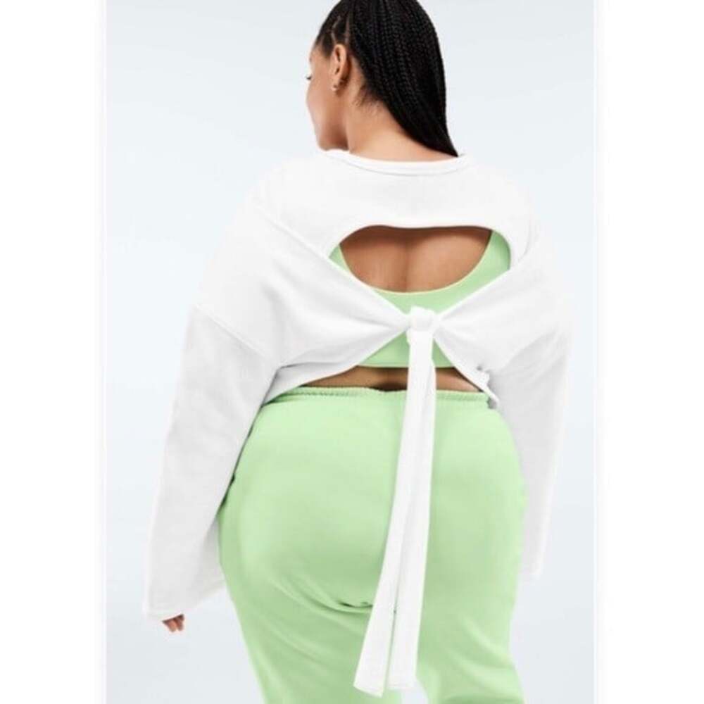 Fabletics Skye Tie Plus Women's Size 3X White Open Back Pullover Sweatshirt